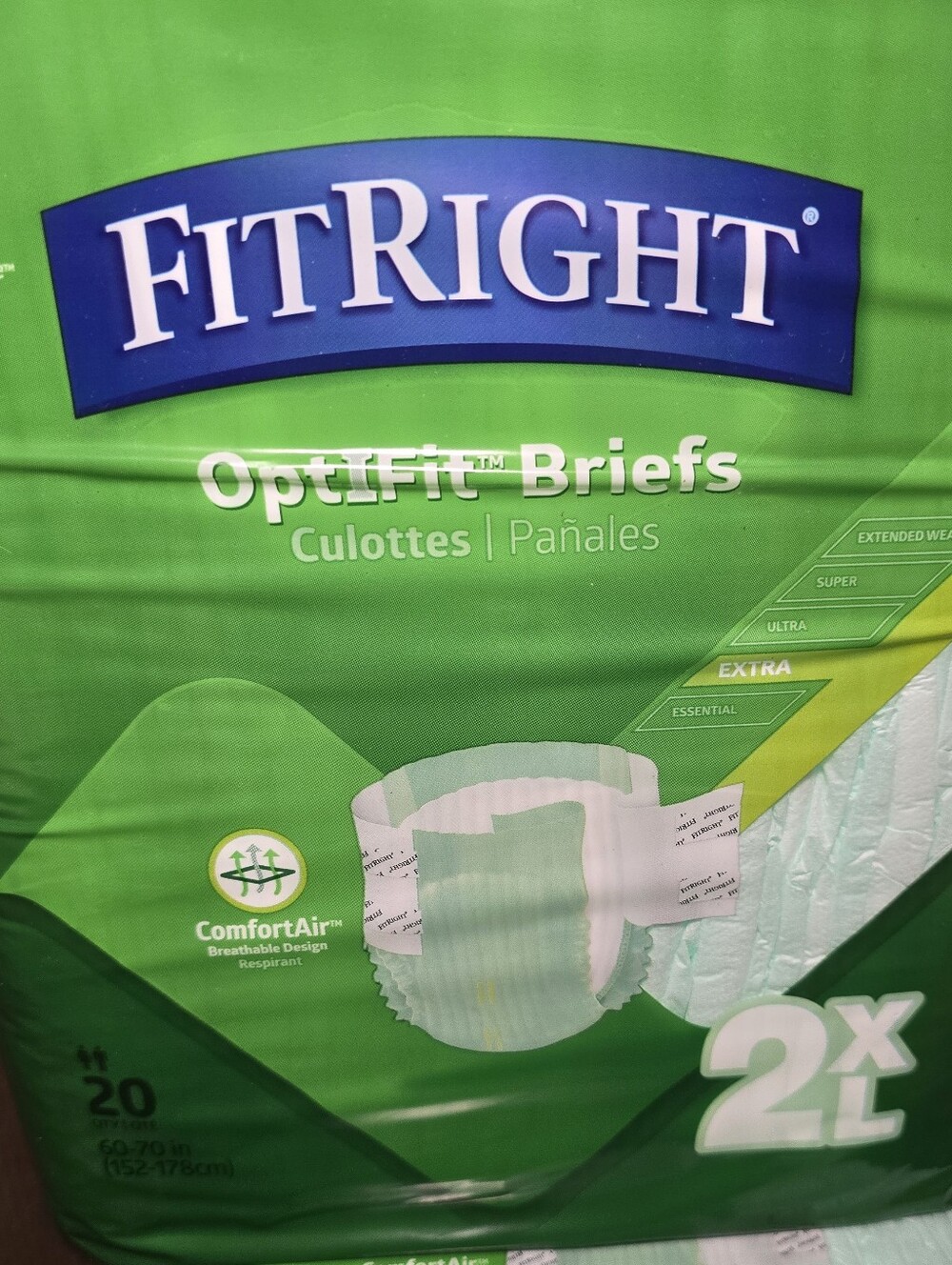 NEW FitRight OptiFit Disposable Medical Briefs/Adult Diapers-Size 2XL-20 Total